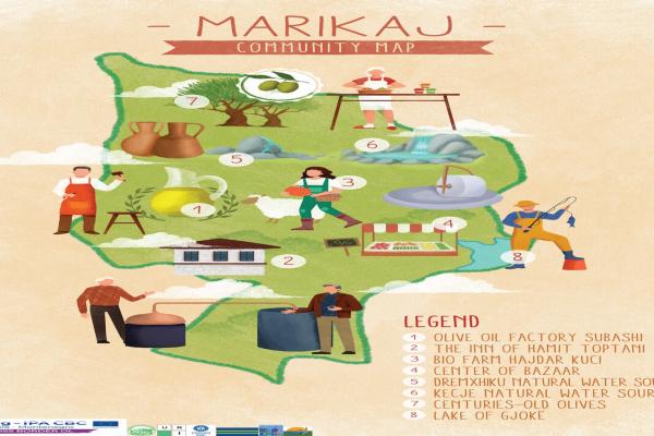 Community Map from Marikaj Administrative Unit, Tirana,  Albania
